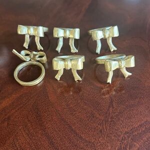 Gold Bow Napkin Rings Set of 6